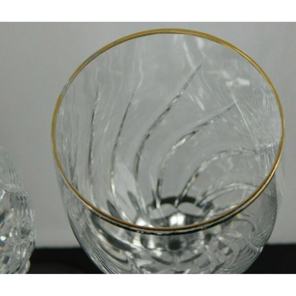 Mikasa Preview Gold Crystal Wine Goblets Set Of 4 Elegant Stemware Gold Trim - Picture 9 of 12